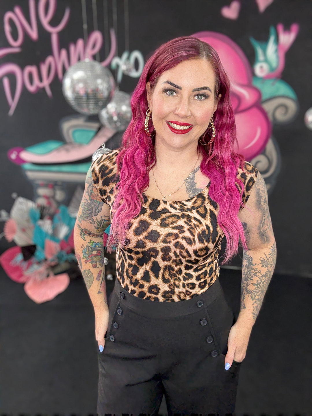 Retro Boat Neck Top in Leopard