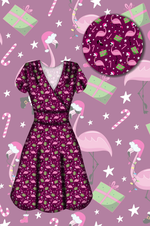LAST DELIVERY - Maeve Swing Dress - Flamingo Christmas - Preorder for dispatch 8th of December