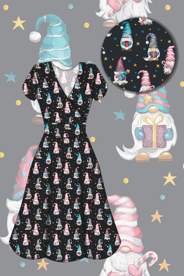 LAST DELIVERY - Mimi Swing Dress - Christmas Gnomes - Preorder for dispatch 8th of December