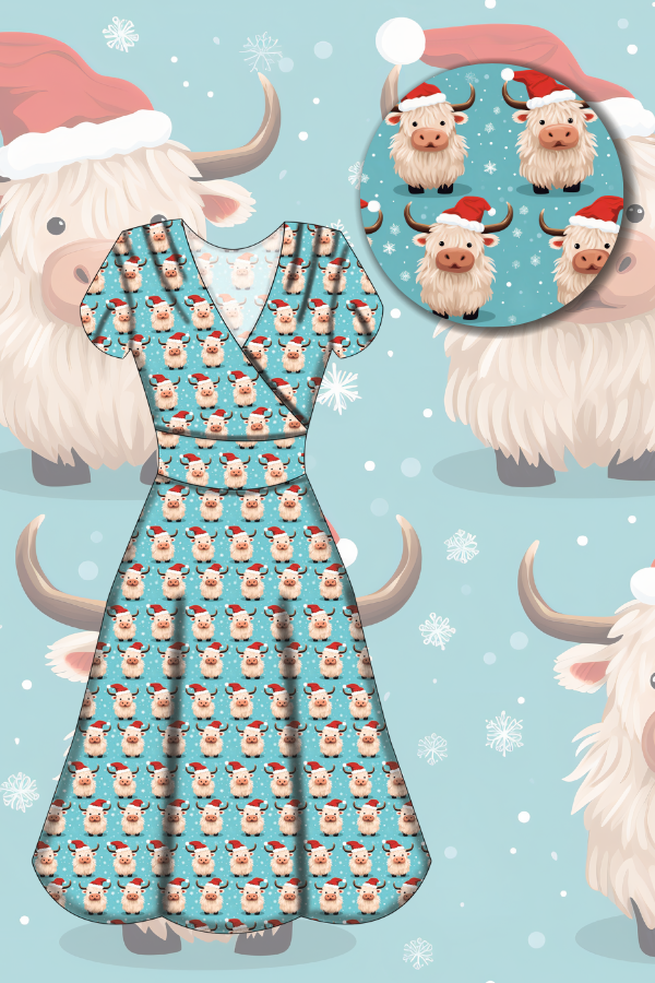 LAST DELIVERY - Mimi Swing Dress - Christmas Highland - Preorder for dispatch 8th of December