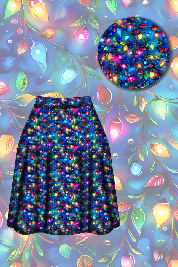 LAST DELIVERY - Iris Swing Skirt - Christmas Lights - Preorder - Preorder for dispatch 8th of December