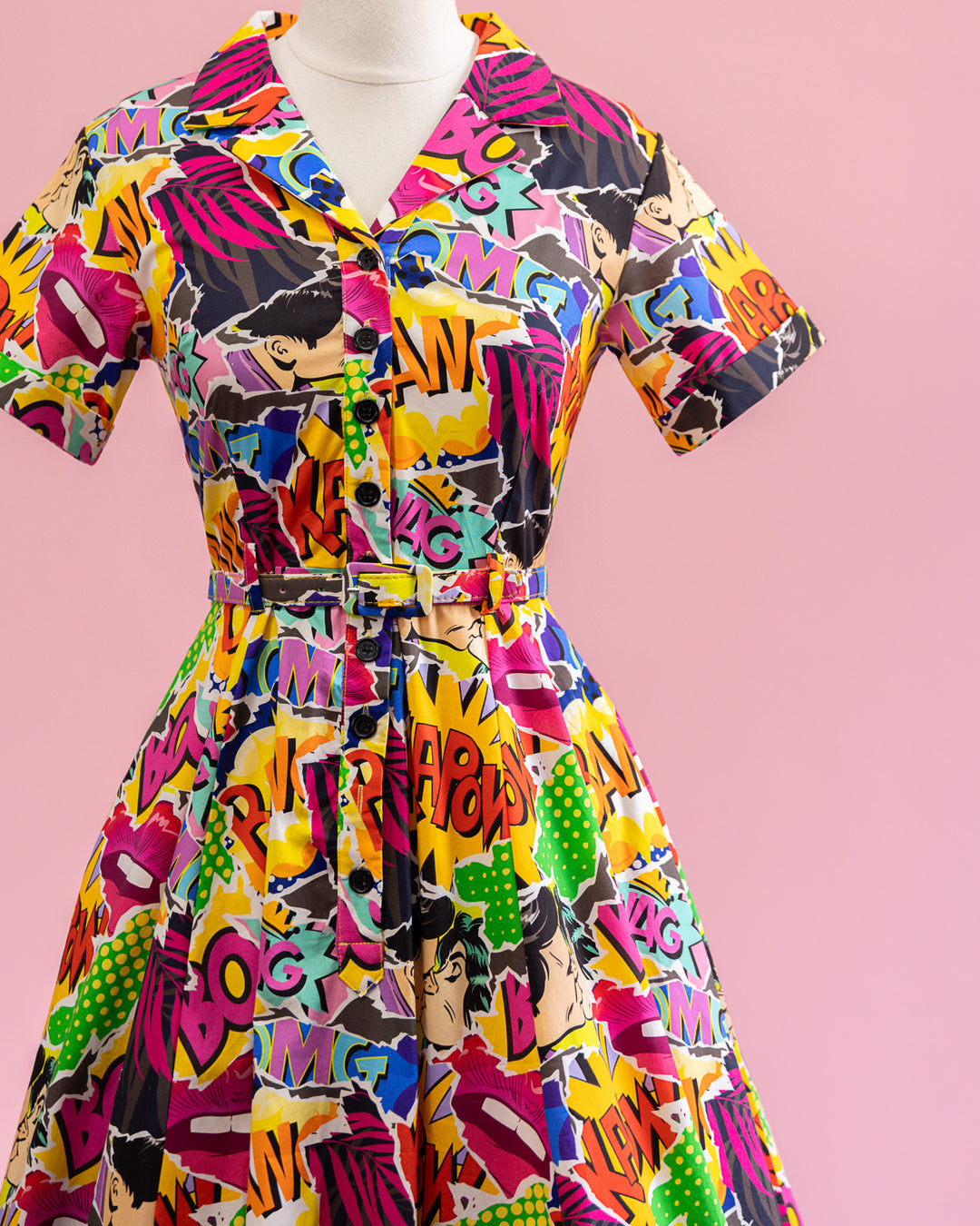 Peggy Swing Dress in Comic Print