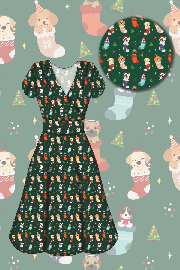 LAST DELIVERY - Mimi Swing Dress - Christmas Pups - Preorder for dispatch 8th of December