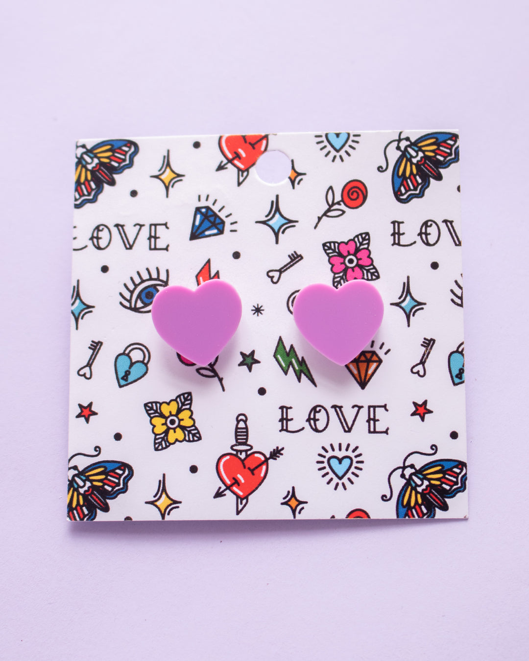 Lavender Earrings - Hearts