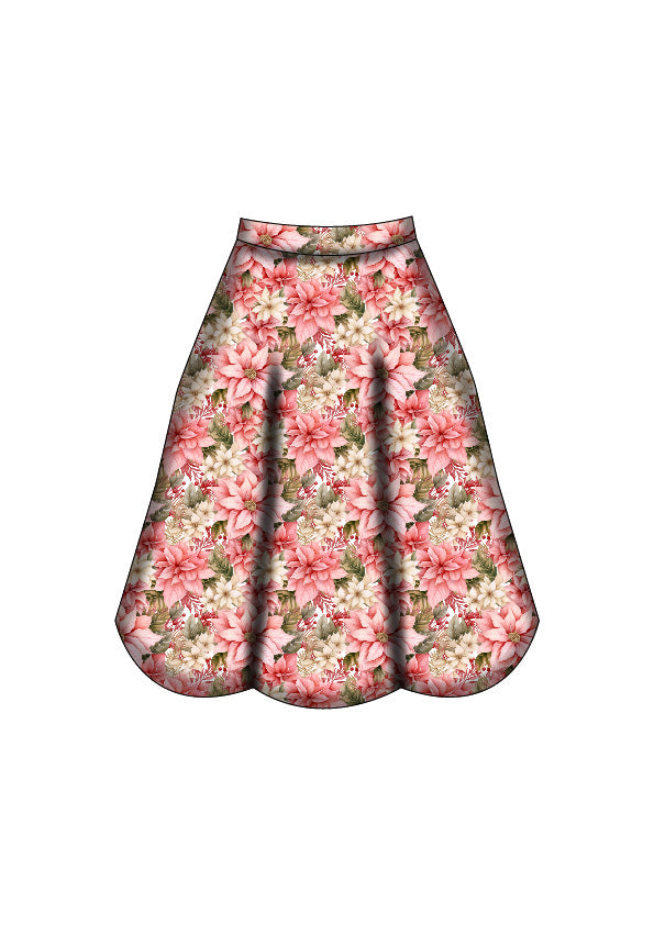 LAST DELIVERY - Eden Skirt - Pink Poinsettia - Preorder for dispatch 8th of December
