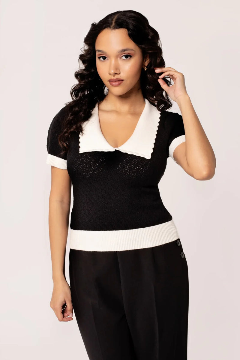 Joanie Top In Black And White - Preorder For Dispatch 4th October 