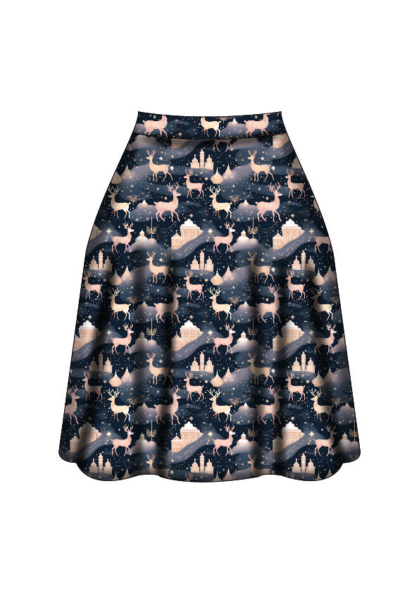 LAST DELIVERY - Iris Swing Skirt - Christmas Reindeer - Preorder for dispatch 8th of December