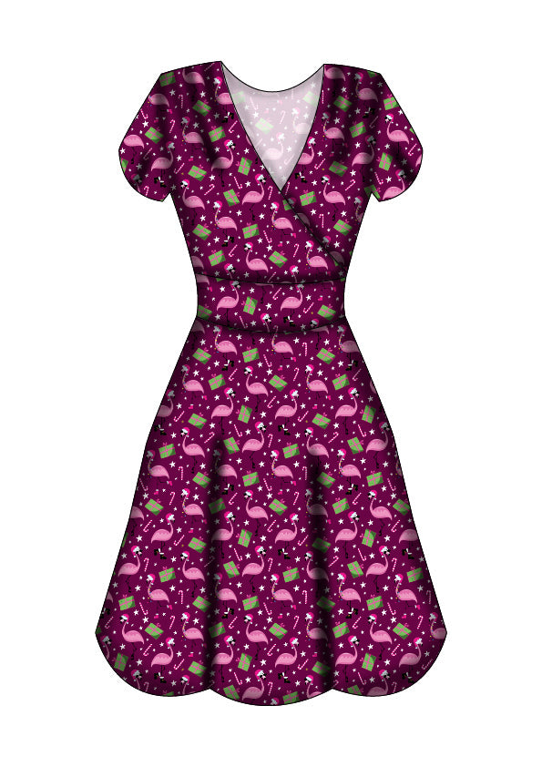 LAST DELIVERY - Maeve Swing Dress - Flamingo Christmas - Preorder for dispatch 8th of December