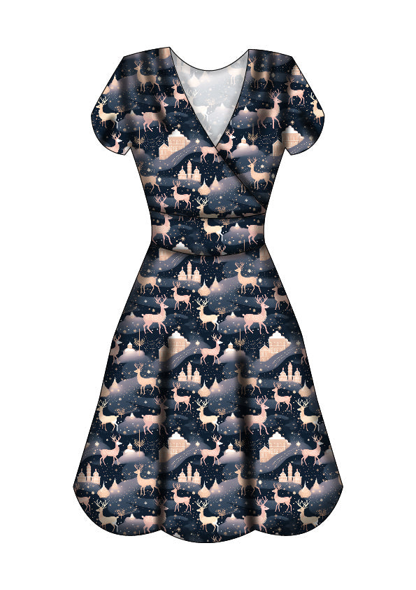 LAST DELIVERY - Maeve Swing Dress - Christmas Reindeer - Preorder for dispatch 8th of December