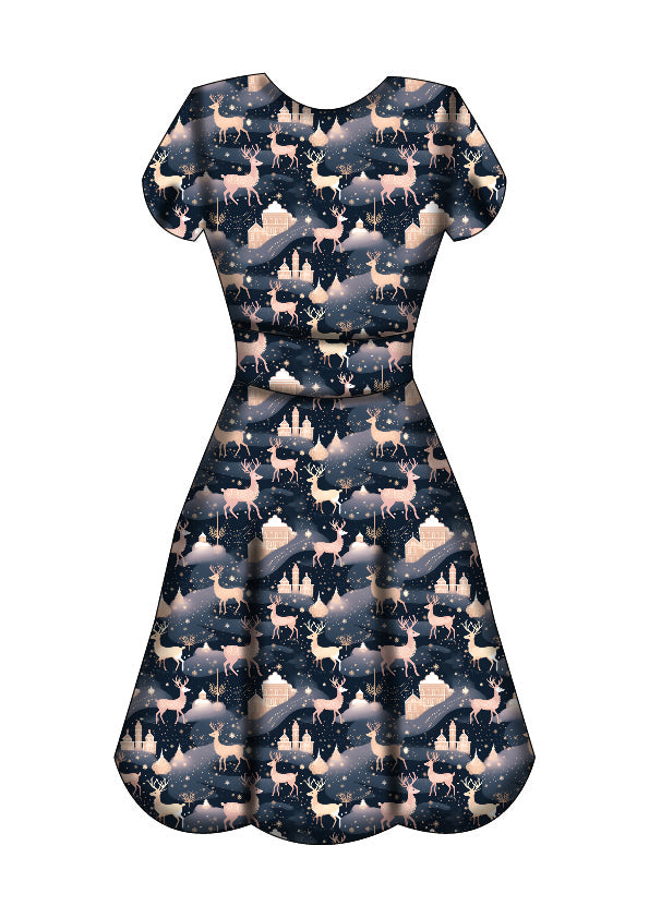 LAST DELIVERY - Maeve Swing Dress - Christmas Reindeer - Preorder for dispatch 8th of December