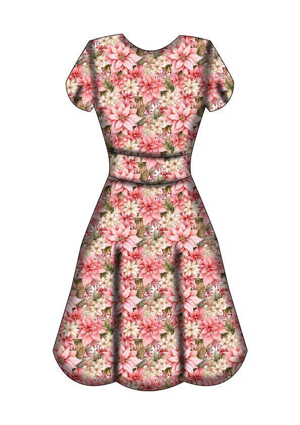 LAST DELIVERY - Maeve Swing Dress - Pink Poinsettia - Preorder for dispatch 8th of December