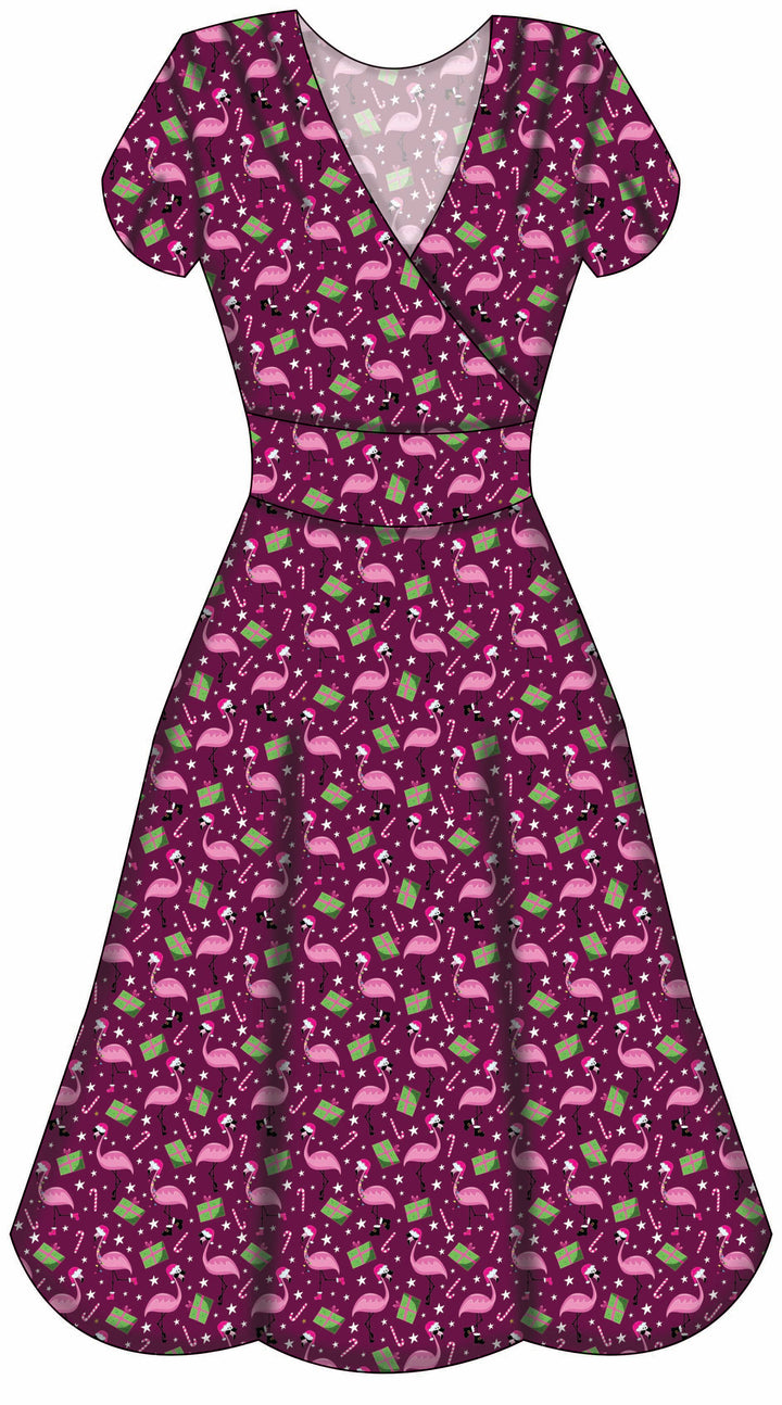 LAST DELIVERY - Mimi Swing Dress - Flamingo Christmas - Preorder for dispatch 8th of December