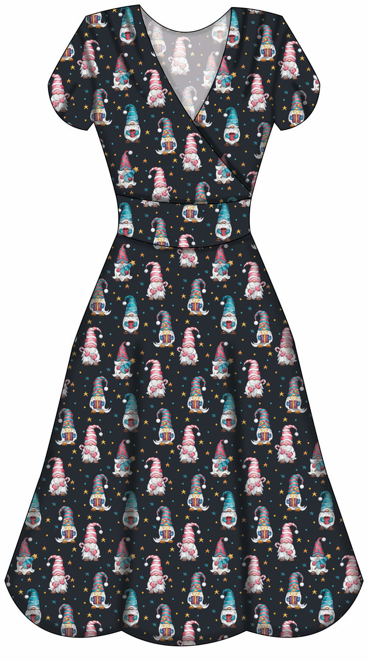 LAST DELIVERY - Mimi Swing Dress - Christmas Gnomes - Preorder for dispatch 8th of December
