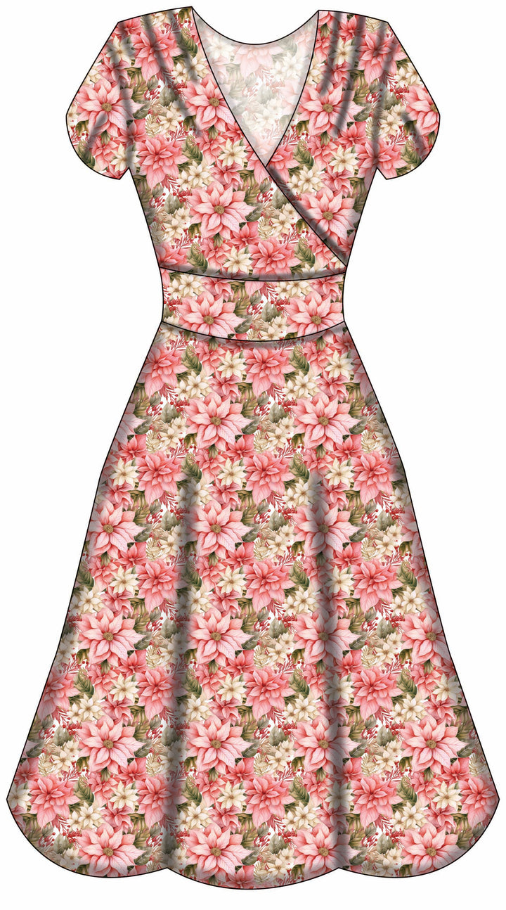 LAST DELIVERY - Mimi Swing Dress - Pink Poinsettia - Preorder for dispatch 8th of December