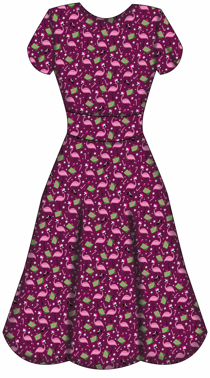 LAST DELIVERY - Mimi Swing Dress - Flamingo Christmas - Preorder for dispatch 8th of December
