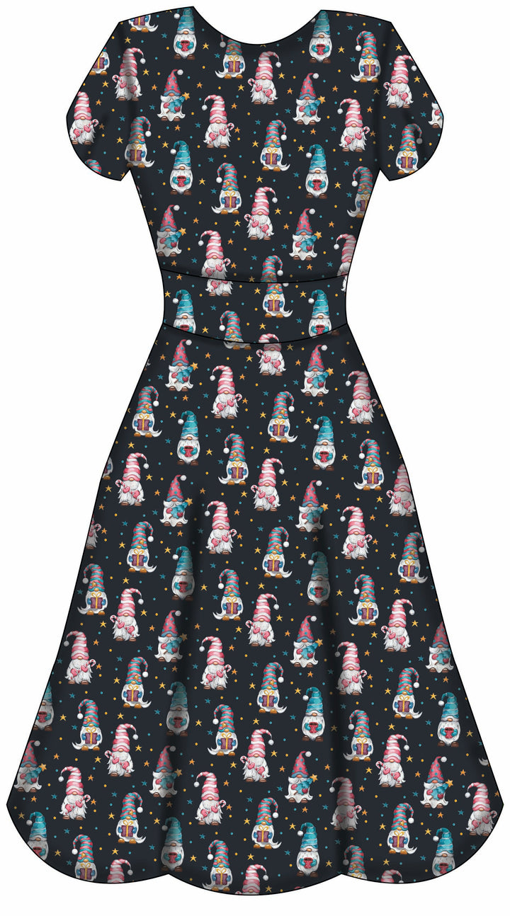 LAST DELIVERY - Mimi Swing Dress - Christmas Gnomes - Preorder for dispatch 8th of December