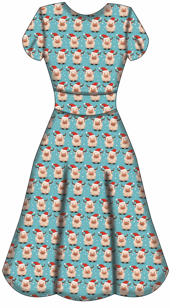 LAST DELIVERY - Mimi Swing Dress - Christmas Highland - Preorder for dispatch 8th of December