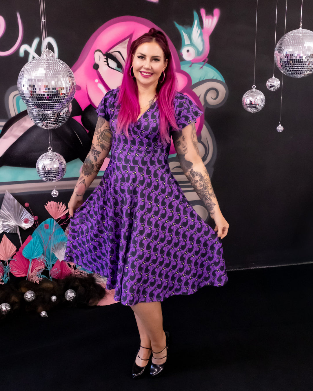 Mimi Swing Dress - Mystic Meow