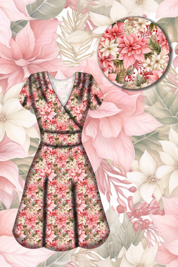 LAST DELIVERY - Maeve Swing Dress - Pink Poinsettia - Preorder for dispatch 8th of December