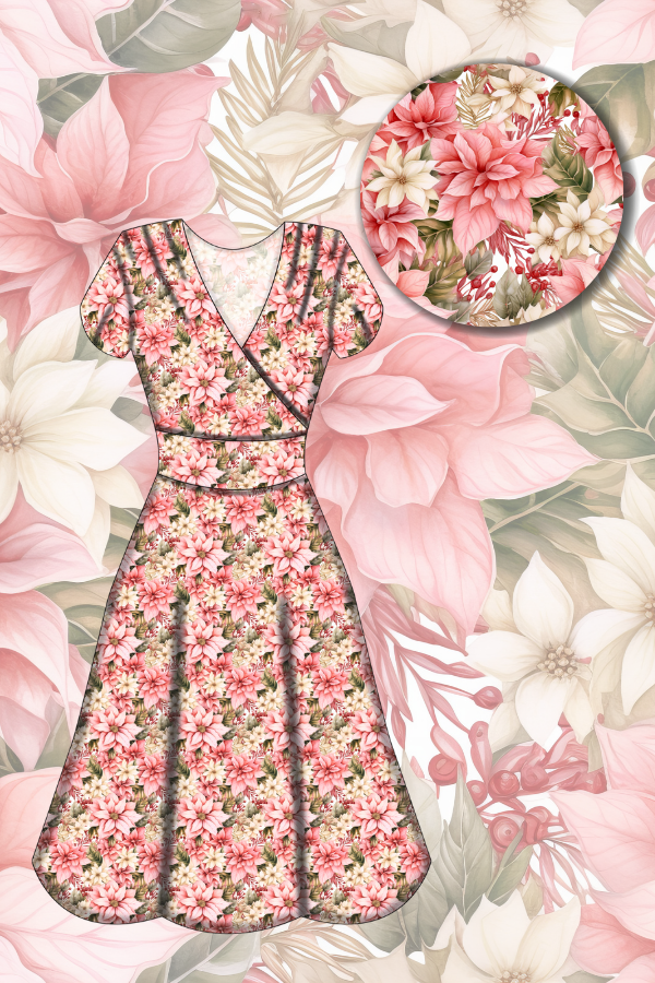 LAST DELIVERY - Mimi Swing Dress - Pink Poinsettia - Preorder for dispatch 8th of December