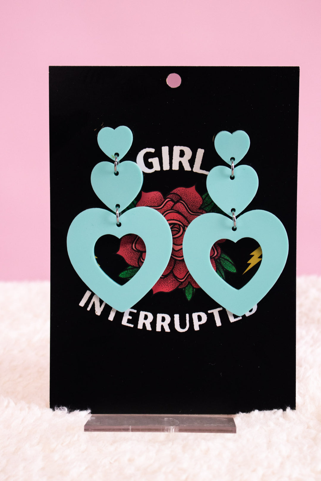 Triple Heart Earrings - Aqua