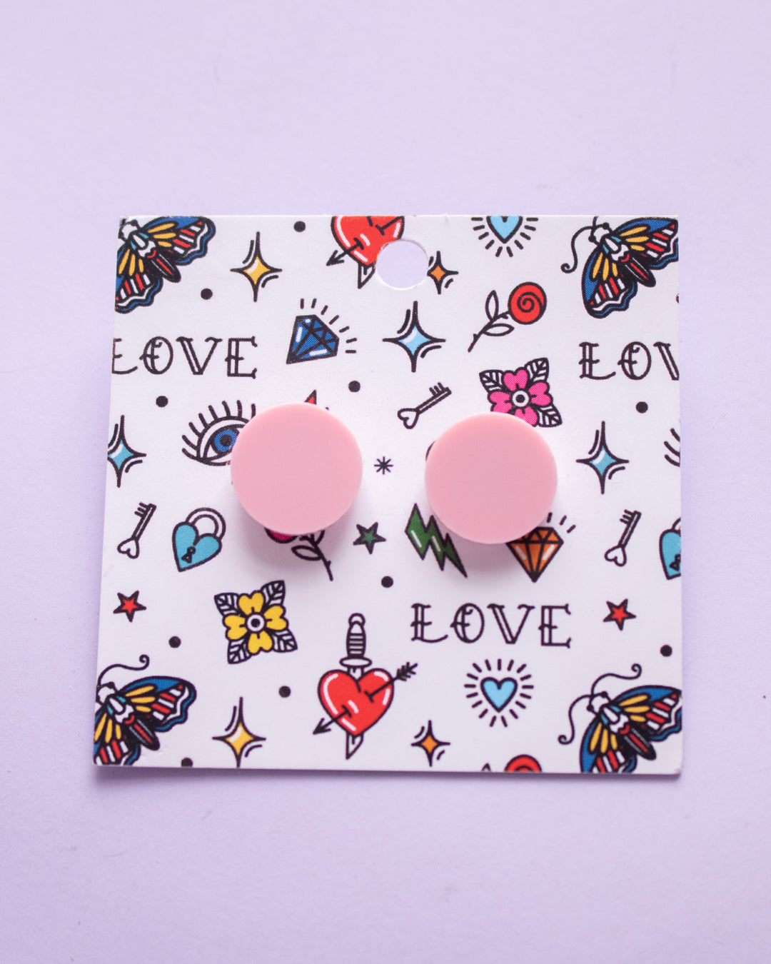 Coral Pink Earrings - Round