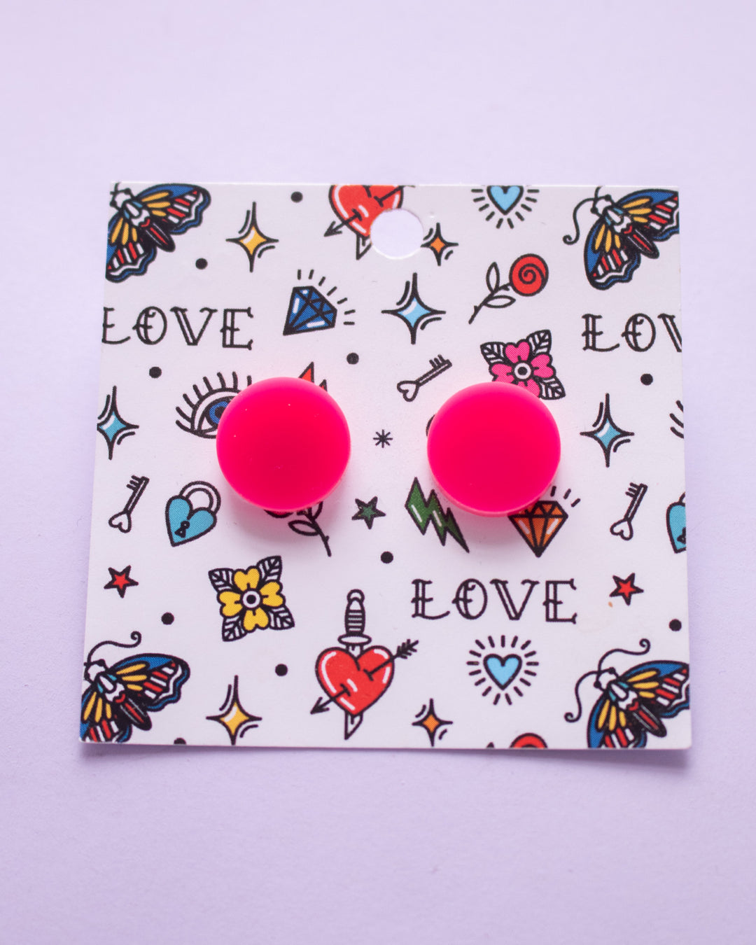 Hot Pink Earrings - Round