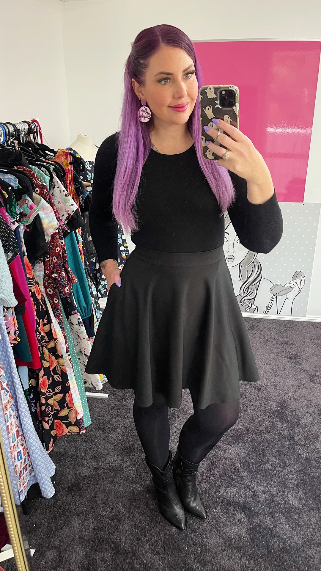 Harper Skater Skirt - Black