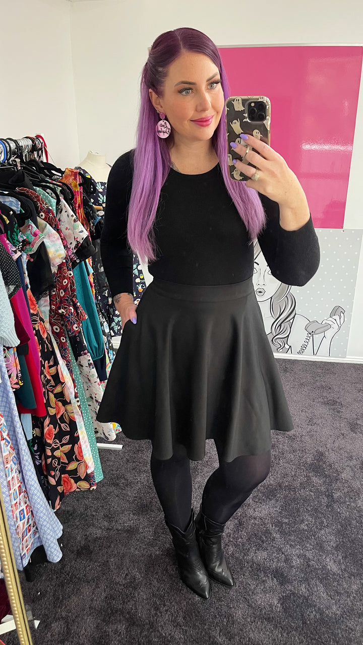 Harper Skater Skirt - Black