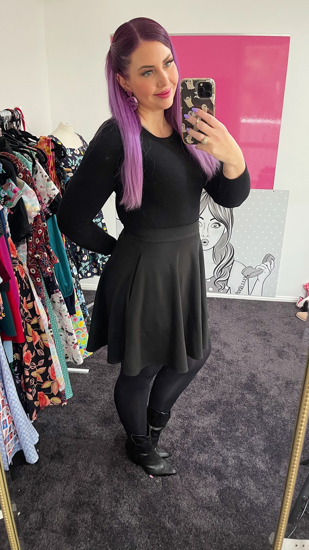 Harper Skater Skirt - Black
