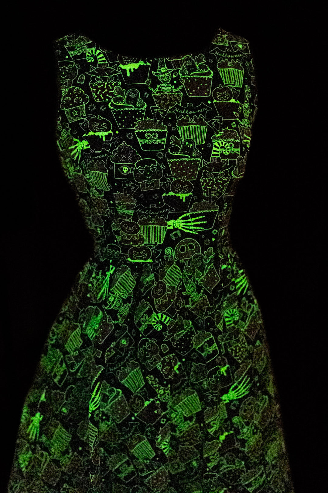 Glow in the Dark Halloween Cupcake Vintage Dress