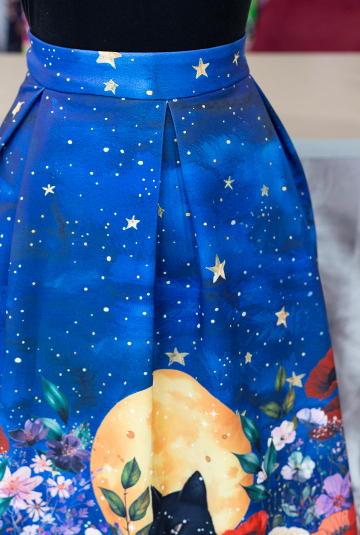 Aisley Midnight Garden Pleated Midi Skirt
