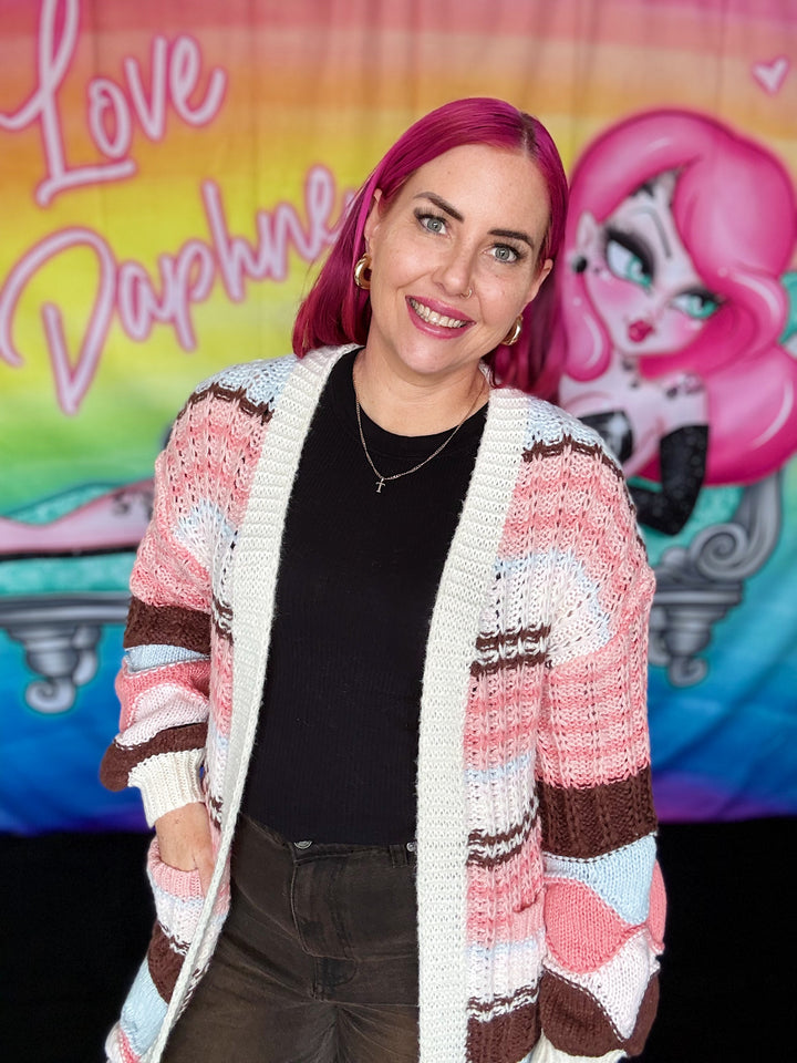 Amman Cardigan - Pink/Coffee