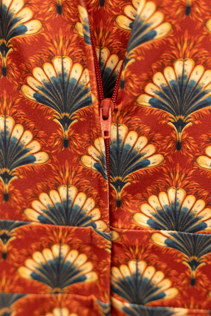 Julia Rust Red Fanburst Tea Dress size 14 DAMAGED