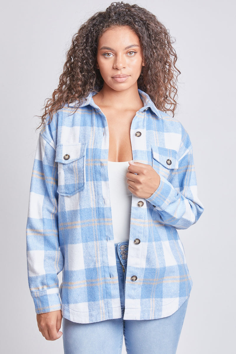 Plaid Shacket - Baby Blue Plaid | Love Daphne