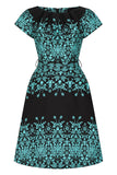 Blue Damask Border Day Dress