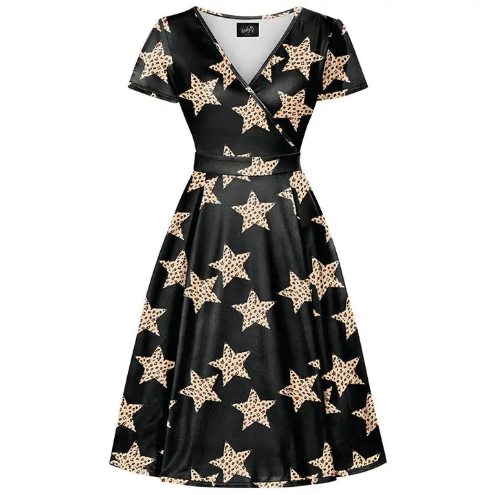 slim fit dress slacks Hollywood Jumpsuit in Mini Star Black Gold main image 1