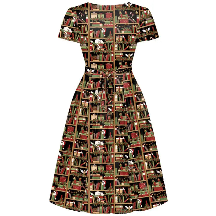 PREORDER - Lyra Dress - Festive Bookcase - Expected dispatch date 26th November