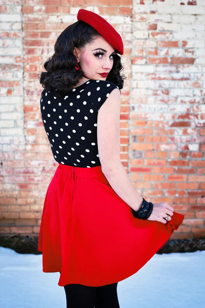 PREORDER - Retro Boat Neck Top in Polka Dot - Expected dispatch 29th of September