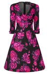 Katherine Black and Pink Floral Swing Dress