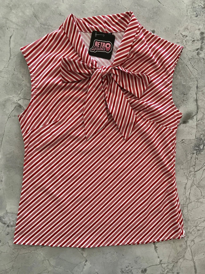 PREORDER - Candy Cane Stripe Bow Top - Expected dispatch date 29th of October