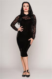 Rooey Bat Mesh Velvet Pencil Dress