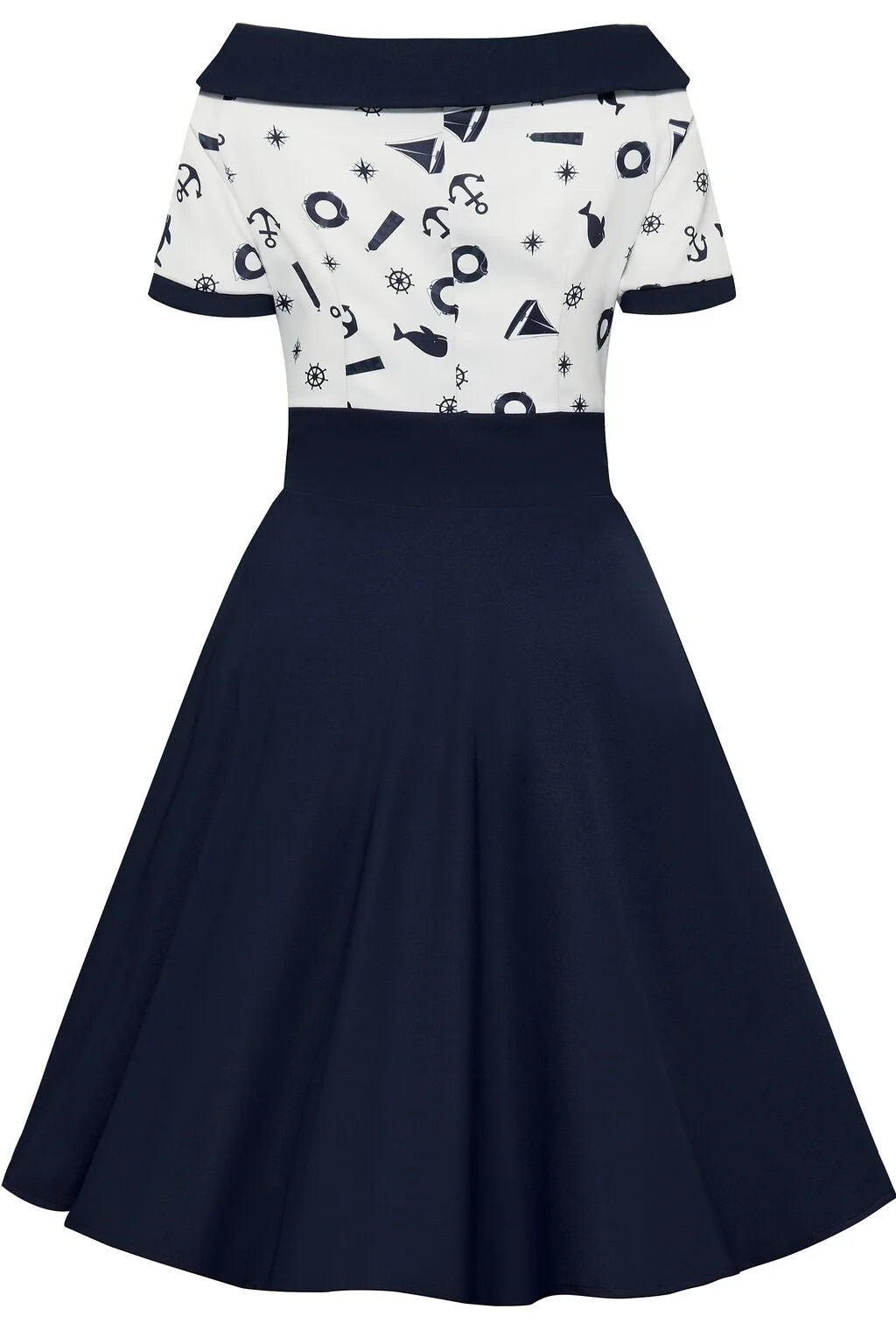 PREORDER - Darlene Navy And White Nautical Swing Dress - Expected dispatch 2nd of June