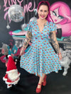 Mimi Swing Dress in Blue Christmas Corgi