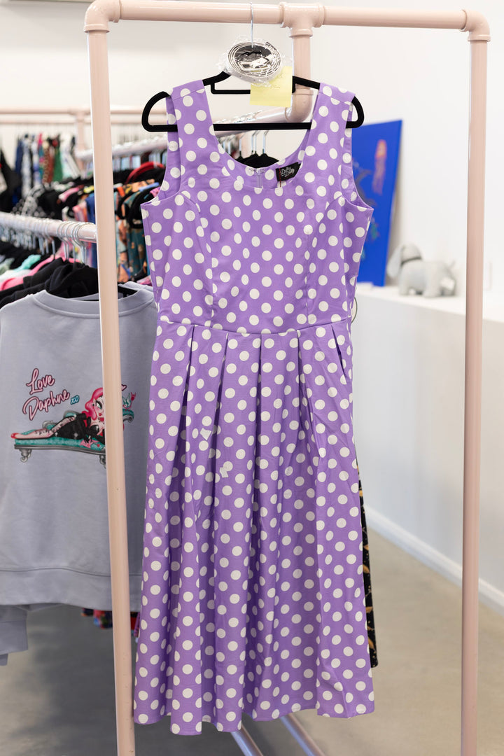 Ophelia Lilac Polka Dress Size 14 DAMAGED