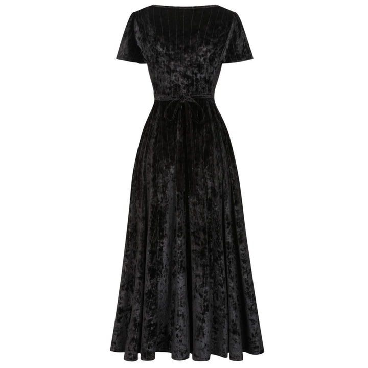 Lyra Maxi Dress - Black Glitter Stripe Velvet - Preorder for dispatch 4th of November