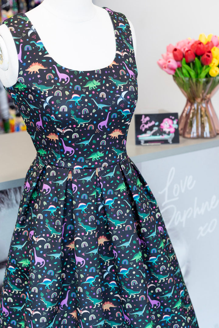 Amanda Black Dinosaur Dress
