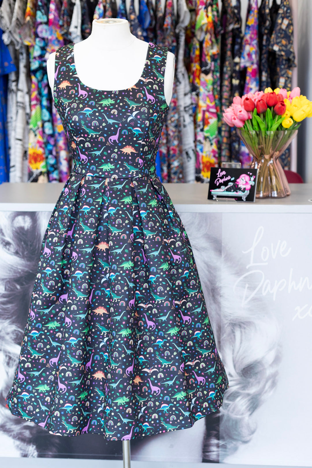 Amanda Black Dinosaur Dress