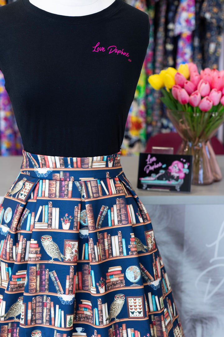 Aisley Book & Owl Midi Skirt