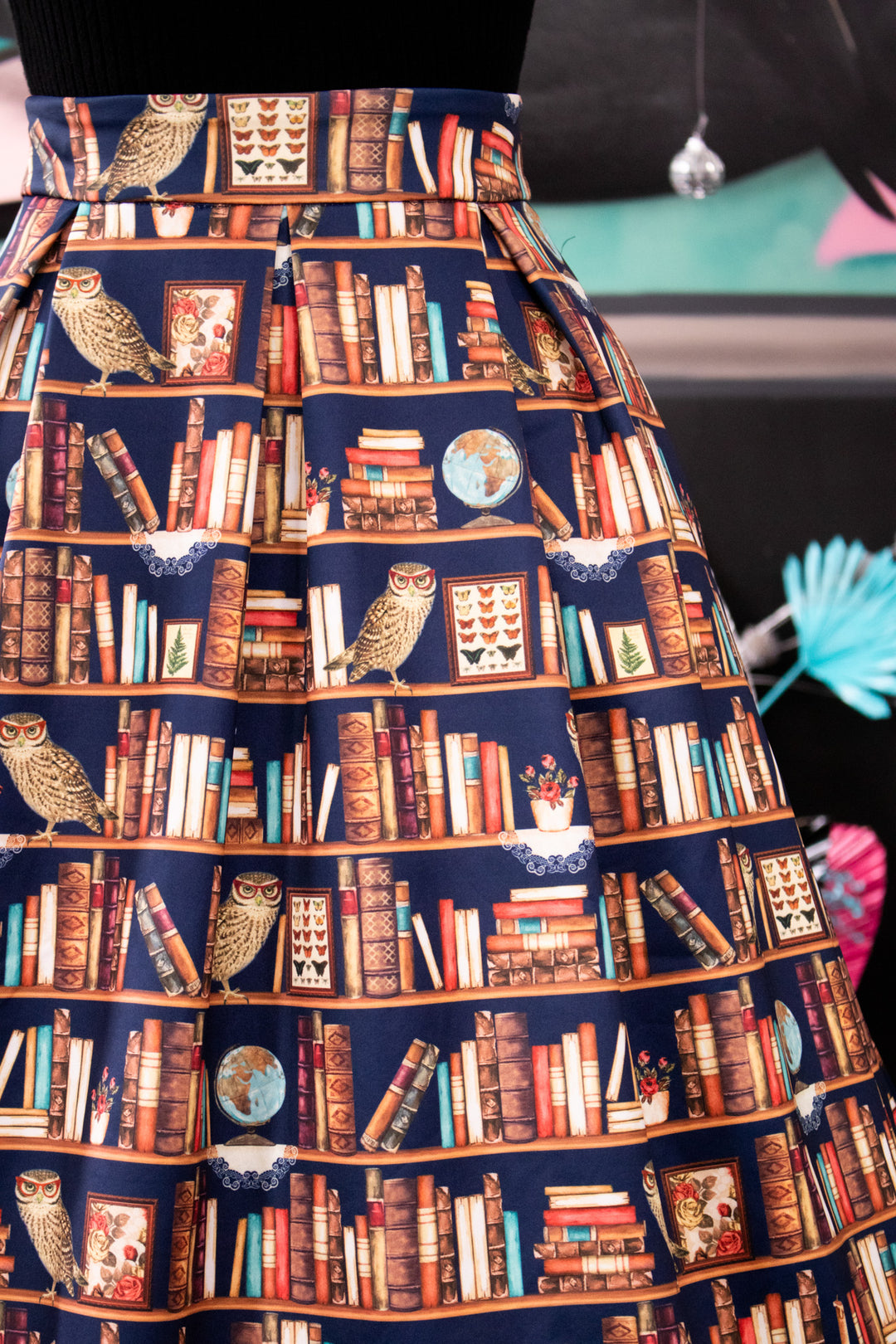 INSTOCK - Aisley Book and Owl Pleated Midi Skirt